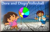 dora et diego jouent au volleyball a la plage