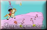 Jeu dora and unicorn in candy land